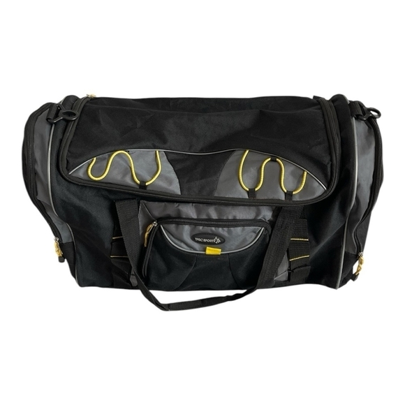 TPRC Sport Duffel Bag Black Yellow Gym Bag Carry On Bag Shoulder Bag - Picture 3 of 9